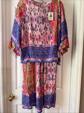 Easel Ikat Print Two-Piece Set — Pink, Purple, Orange, Green